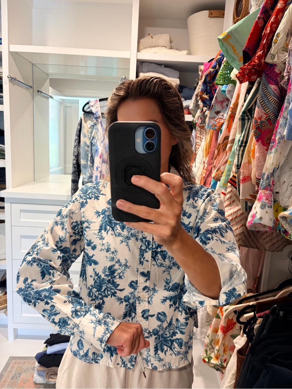LoveShackFancy X GAP Blue Floral Button-Up Women's Top